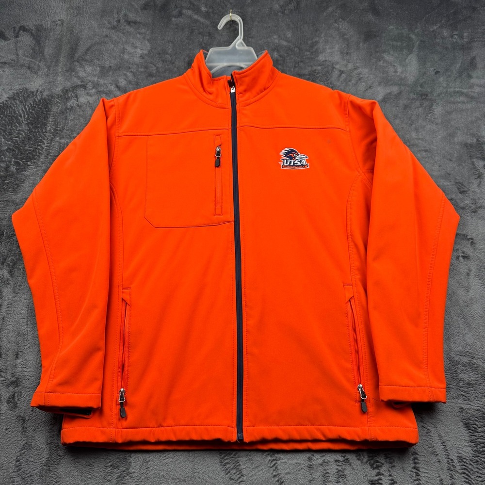 Knights Apparel UTSA Roadrunners Mens Softshell Fleece Lined Jacket Orange Large